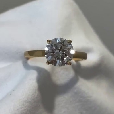 2.00 TWC Round Cut Moissanite Hidden halo Engagement Ring 14K Yellow Gold Plated