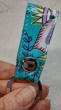 Vera Bradley's LOOP KEYCHAIN in PEACOCK GARDEN Pattern, Teal, Key Ring, NWT