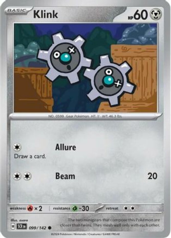 Pokemon Klink - 099/142 - Common - Reverse Holo NM-Mint Stellar Crown