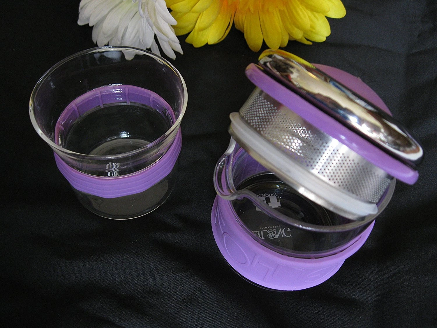 Stainless Steel Personal Tea Glass Cup w/ Filter Infuser Anti-slip Sleeve & Cup
