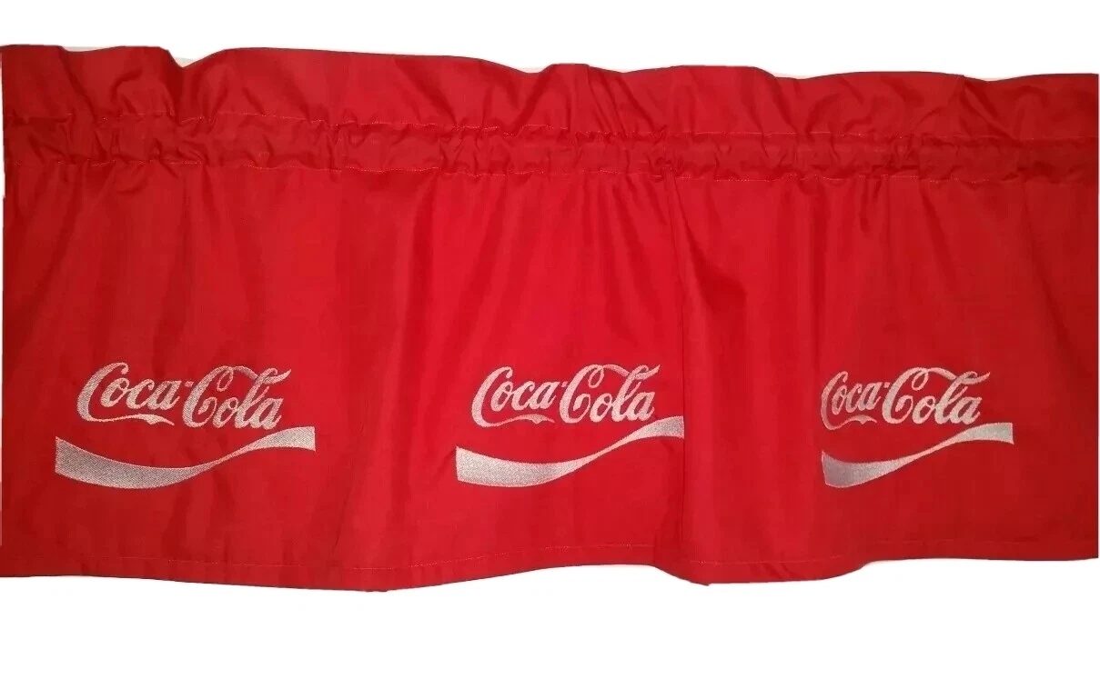 CUSTOM LINED VALANCE 42 X 15 ORIGINAL RETRO COCA COLA COKE SODA POP DRINK RED