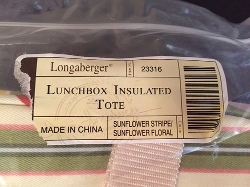 Longaberger Lunchbox Insulated Tote - Sunflower Stripe/Sunflower Floral - Picture 2 of 3