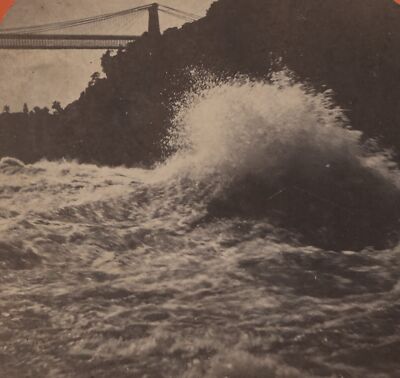 Suspension Bridge & Whirlpool Rapids Niagara Falls NY Barker Stereoview c1875