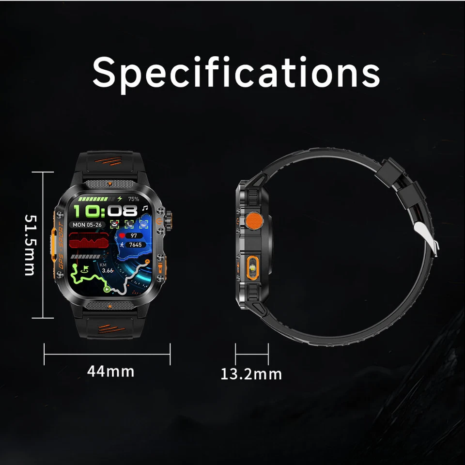 2.01'' Military Smart Watch (Answer/Make Calls) Rugged Tactical Fitness Tracker - Image 2 of 4
