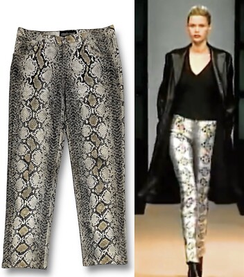 1998 ROBERTO CAVALLI Runway Snake Python Print Jeans Pants S Vintage | eBay