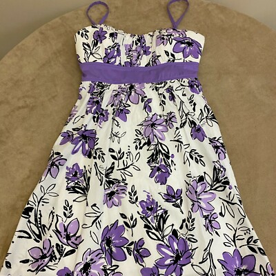 My Michelle Womens White Floral Spaghetti Strap Short Fit And Flare Dress  Size 5 | eBay