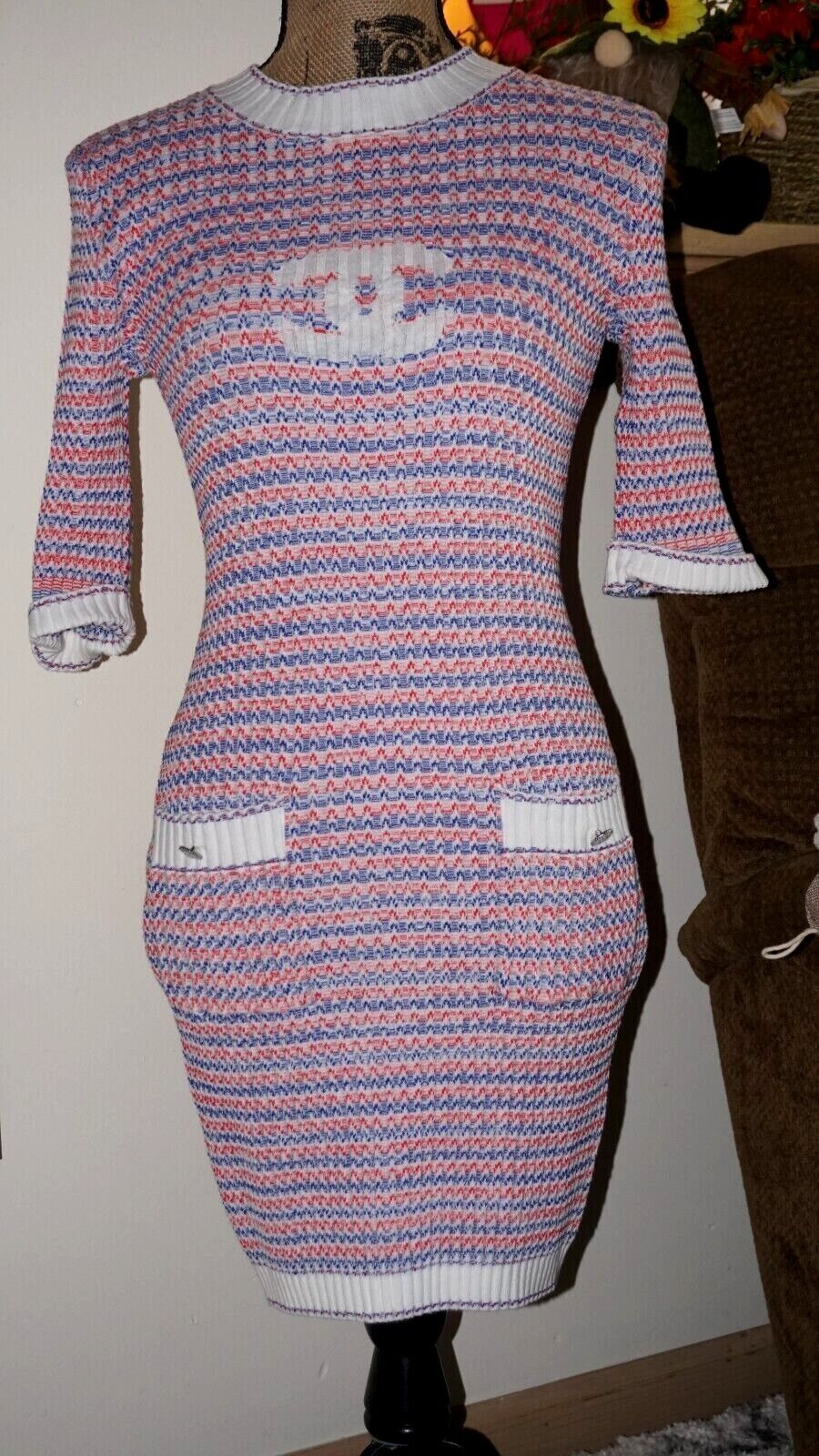 CHANEL CC LOGO Knit Woman Dress Size 36 Rare! - image 1