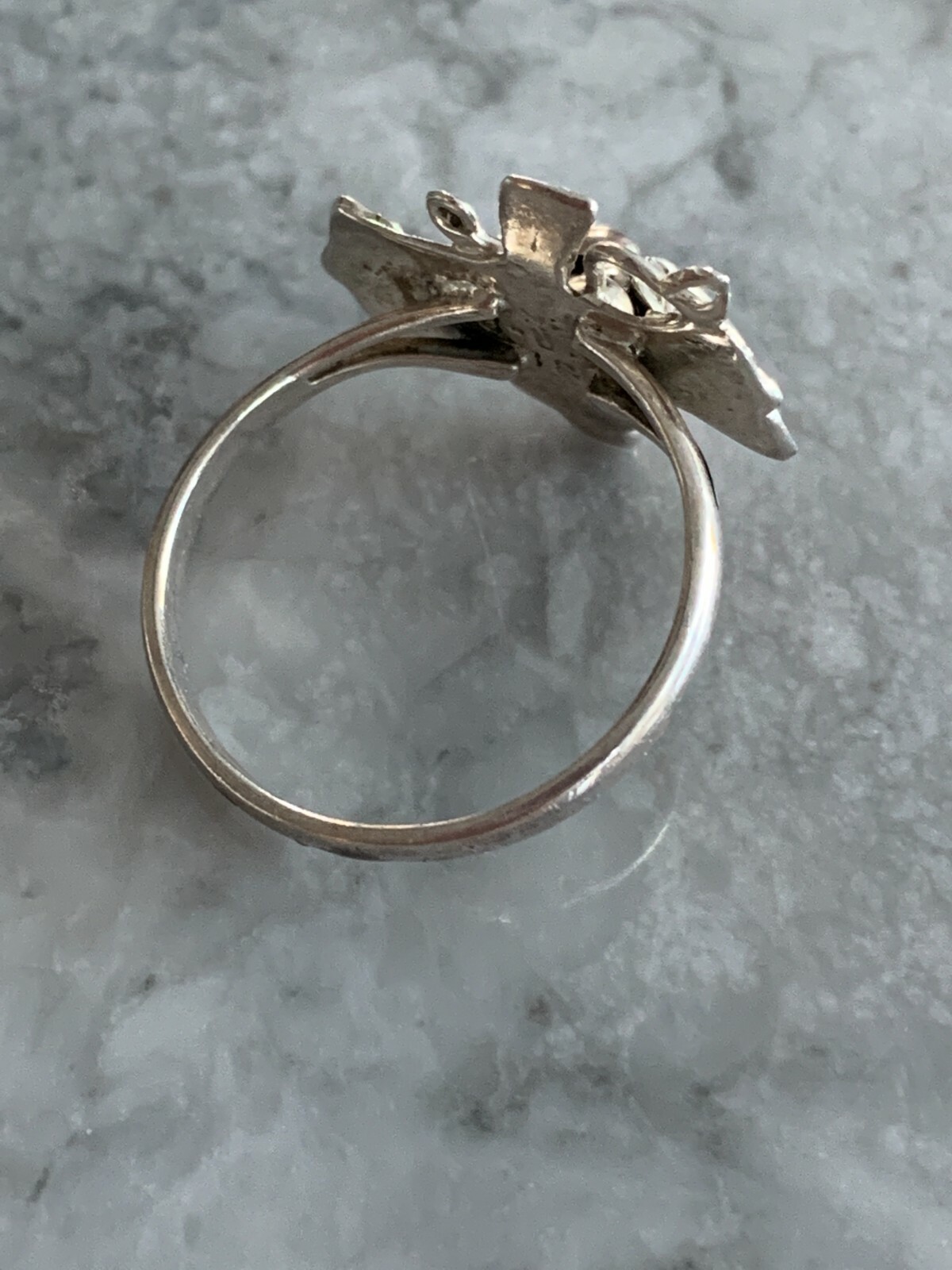 Vintage Solid Silver Ring Size Q Tested Silver  G… - image 4