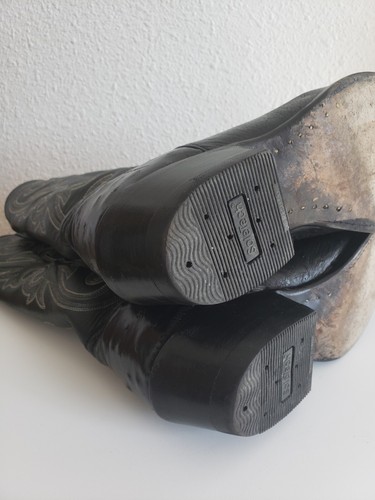 Bottes flamme homme Nocona Western Cowboy Rancho en cuir noir point flamme 7-1/2 EE - Photo 11/12