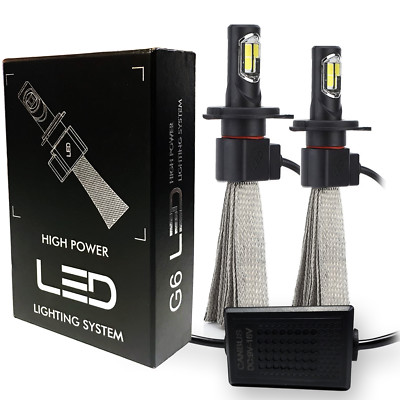 A1 2x H4 9003 Fanless LED High/Low Kit 6000K Crystal White Bulbs Cooper Belts