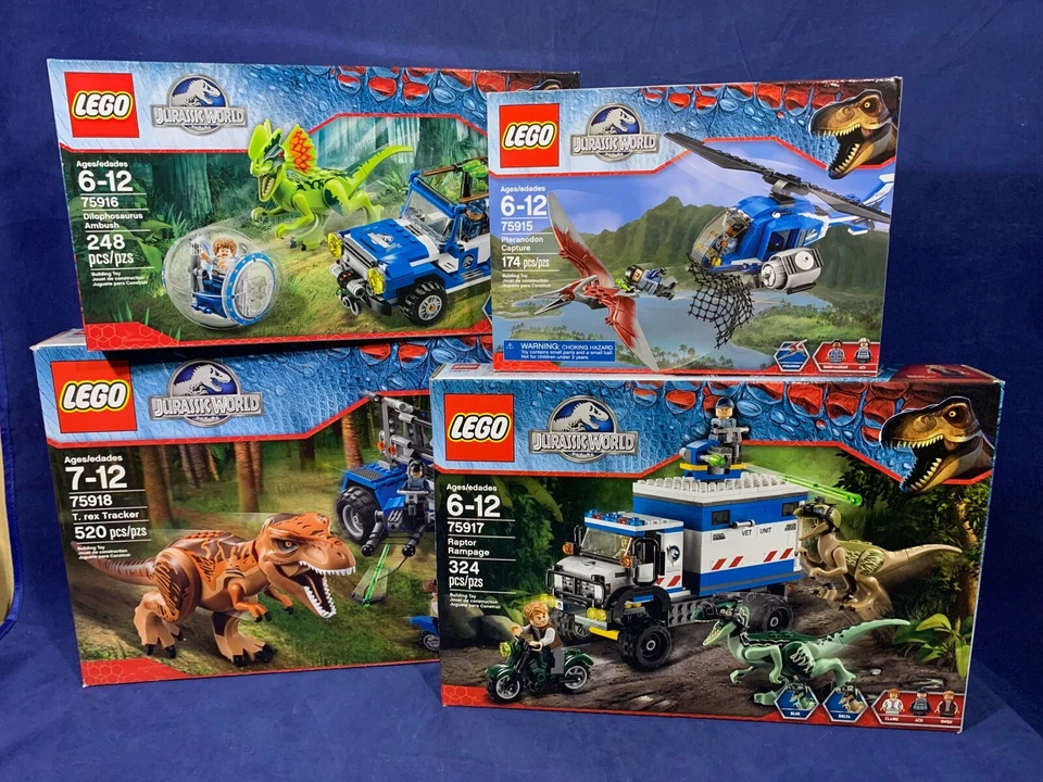 Big JURASSIC WORLD Lego LOTE 75918 75917 75916 75915 T-REX TRACKER 10 Figuras 5 Dino Foto 2 de 4