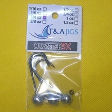 10 Round MONSTER 3X Jig Heads Mustad 2x STRONG 32833 Hooks T&A JIGS Ball jigs