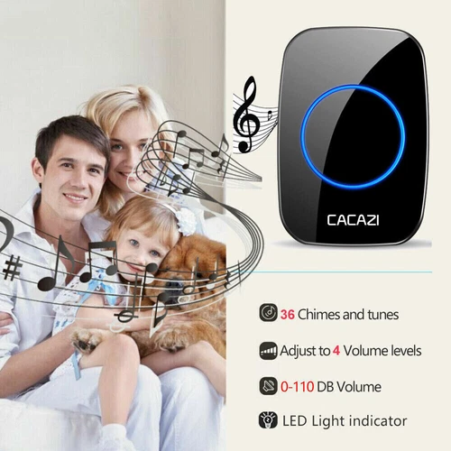 Wireless Doorbell Chime Outdoor Waterproof Receiver Adjustable Volume 1000FT Kit - Picture 12 of 19