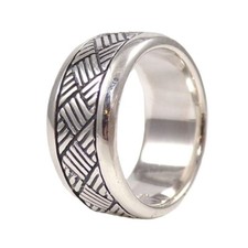 Sterling Silver Ribbed Eternity Band Ring Size 7