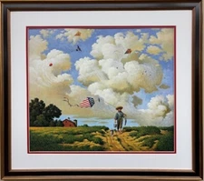 Charles Wysocki "Another Hard Day at the Office" Hand Signed & # Framed Art NEW