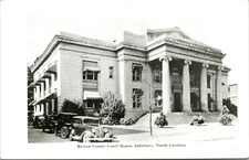 RPPC 1930s Kodak Street View w Cars Rowan County Court House Salisbury NC S22