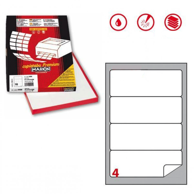 400 MARKIN ETICHETTE ADESIVE BIANCHE CON MARGINE 190X61MM C535 PERMANENTI