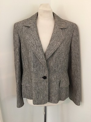 ELLEN TRACY for SAKS Blazer Jacket Brown Tweed Cotton Viscose Sz 14 EUC | eBay
