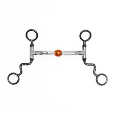 NY Tack 5" Western Silver Dotted S Shank Copper Roller Horse Curb Bit