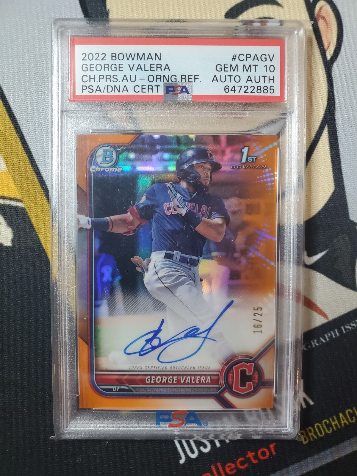 2022 Bowman Chrome George Valera Bowman 1st Orange Auto #/25 PSA 10