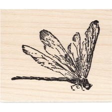Dragonfly Profile Beeswax Rubber Stamp Mounted Insects Animals Dragonflies