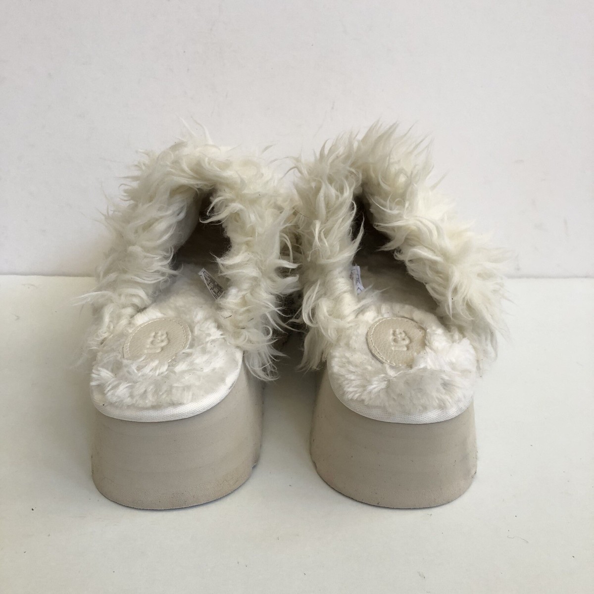 UGG FLUFF MOMMA SUGAR SLIDE TASMAN WHITE PLATFORM SLIPPER US 9