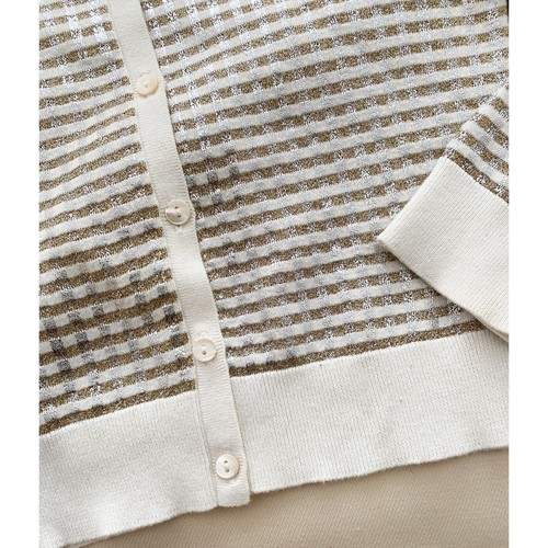 ** KIDS ** Bonpoint Silver/Gold Lame Gingham Cardigan, size 6 years - Picture 3 of 6