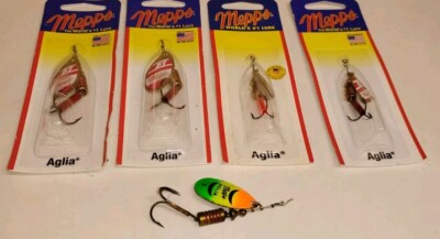 5 Mepps Aglia Long Size #1 & #3 Spinners Fishing Lures Lot.  