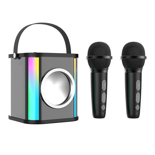 Portable Karaoke Machine, Bluetooth Mini Karaoke Speaker with 2 Black