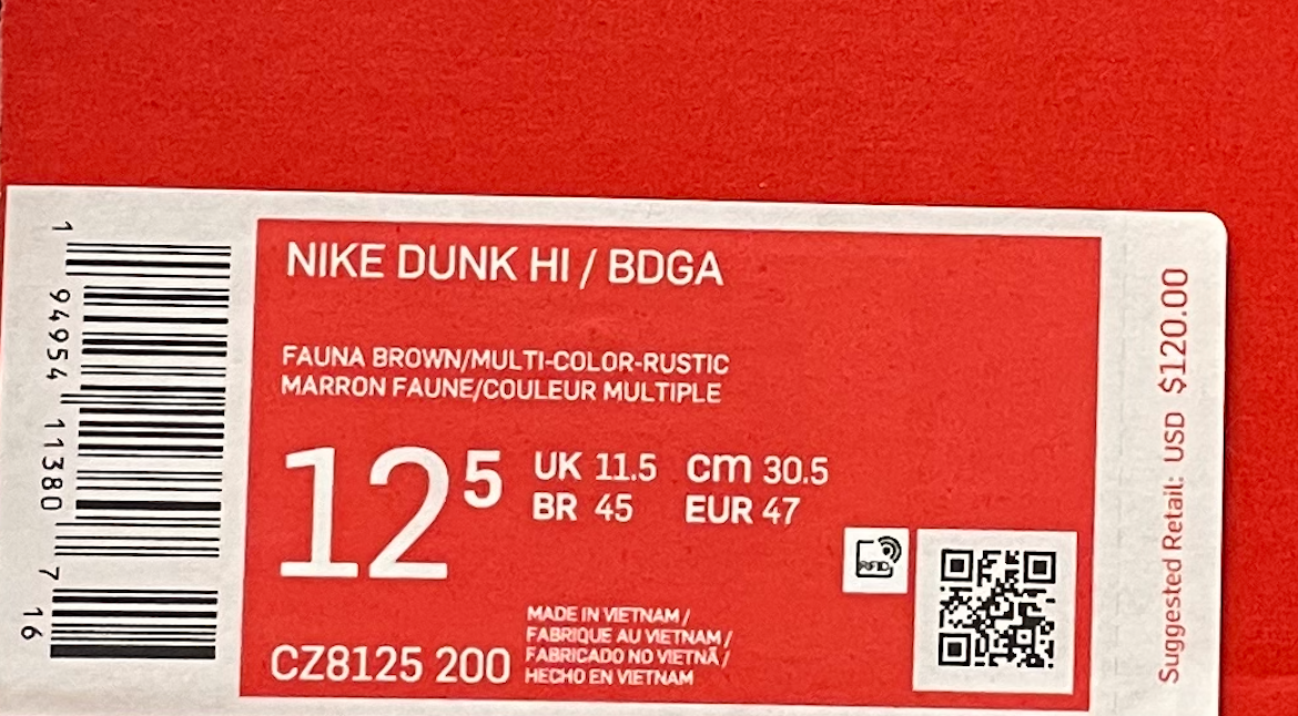 OFF WHITE X NIKE NIKE X BODEGA DARK HI BDGA LEGEND FAUNA MARRONE RUSTICO BIANCO SPORCO 12 5 CZ8125 200