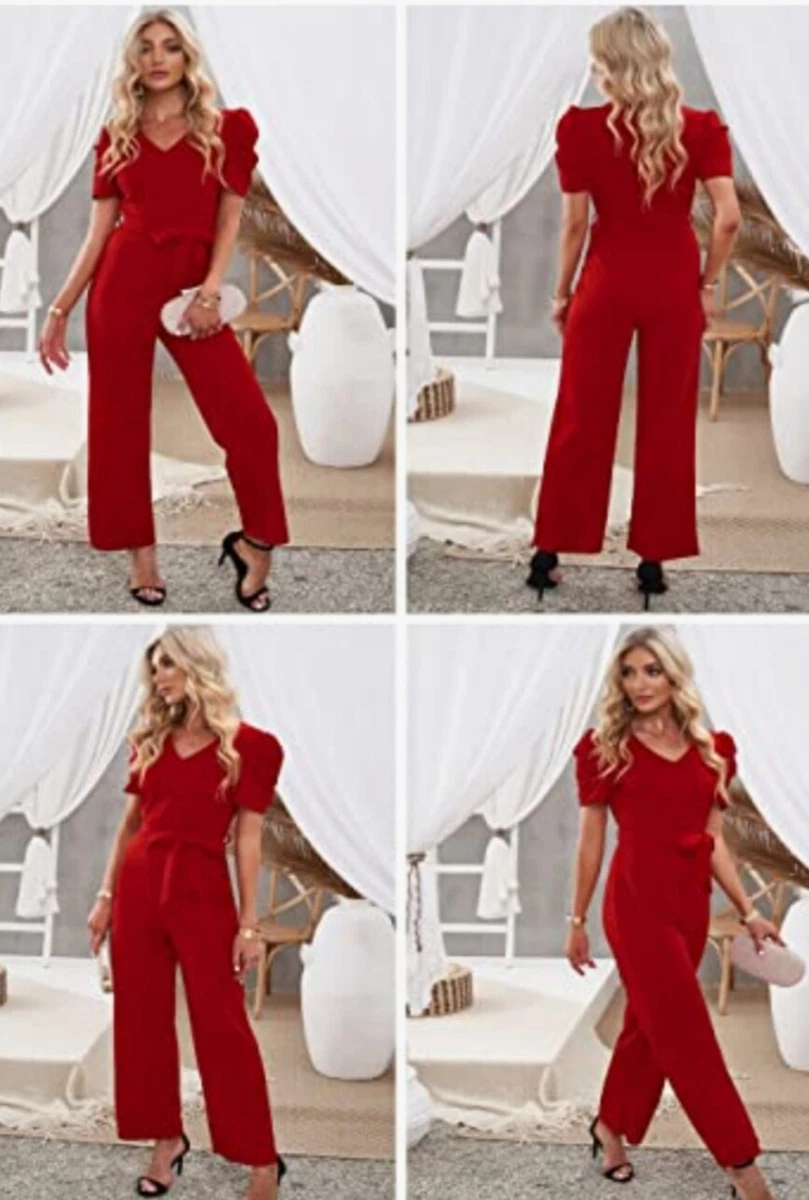 Casual red jumpsuit 2025