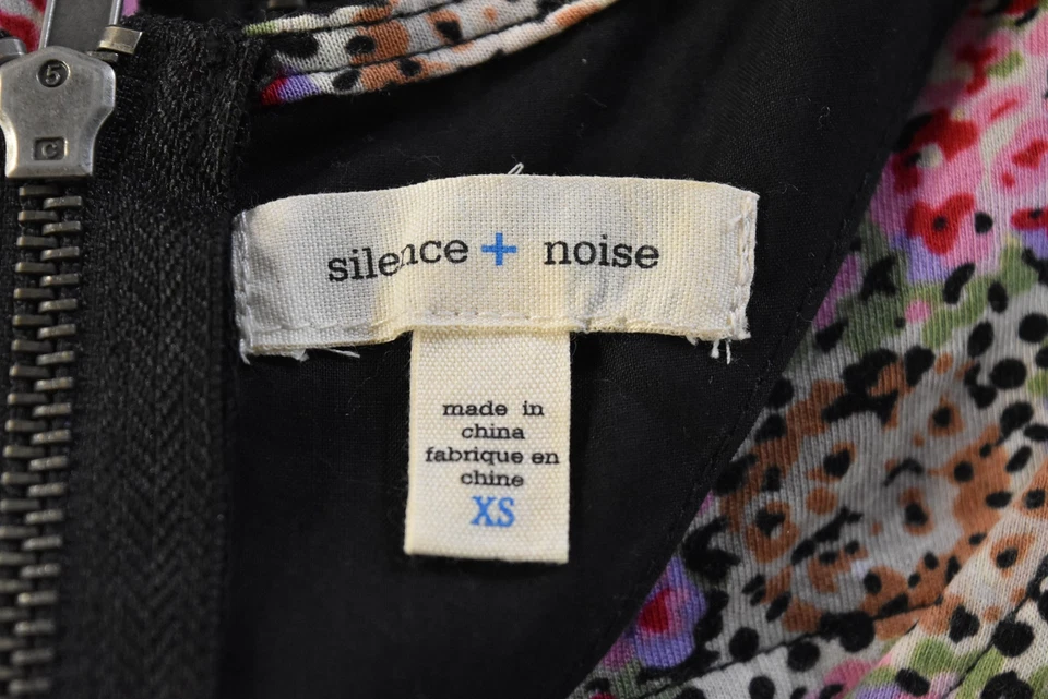 Silence + Noise Womens Top Size XS Black Purple Sleeveless Floral Tank Cotton - Image 4 of 4