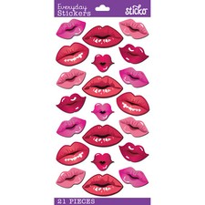 Crafts Sticko Stickers Lips Kisses Holographic Pink Red Repeats DC