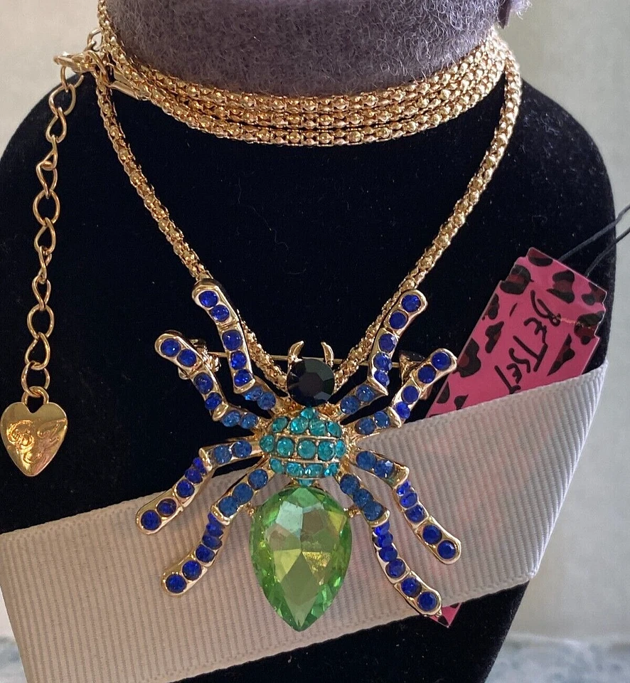 CADENA DE ORO ARAÑA GRANDE CRISTALES VERDE/AZUL ARAÑA BETSEY JOHNSON GOLD Foto 4 de 4