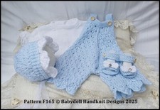 KNITTING PATTERN BABY / REBORN DOLL SUMMER ROMPER SET F165 16-22" DOLL 0-3M BABY