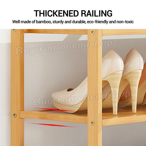 3-5 Tiers Layers Bamboo Shoe Rack Storage Organizer Wooden Shelf Stand Shelves - Picture 4 of 13