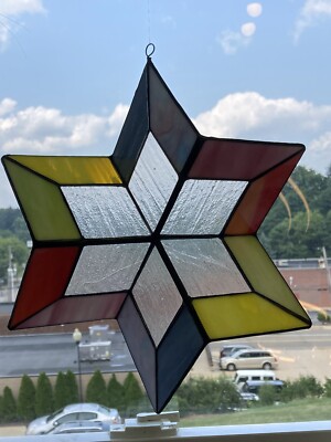 Stained Glass Wind Spinner 3D Multicolored Large Suncatcher Usa Handcrafted