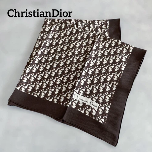 Christian Dior grande écharpe en soie imprimé trotteur logo vintage authentique du Japon RIN