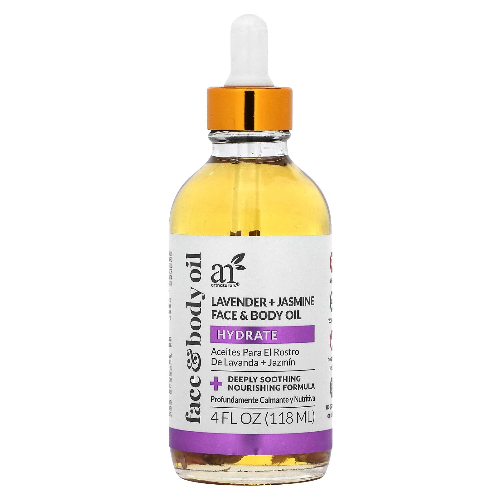 Face - Body Oil, Lavender + Jasmine , 4 fl oz (118 ml)