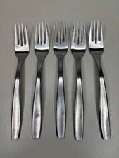 Gourmet Settings Stainless SET of FIVE  5 Salad Forks 18/10 Matte Flatware  Lot