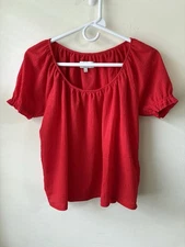 Madewell Texture & Thread Red Puff Sleeve XS Romantic Coquette Girl Feminine