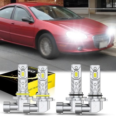 For Chrysler Concorde 1998-2004 6500K LED Headlight High Low Beam Bulbs Combo 4X