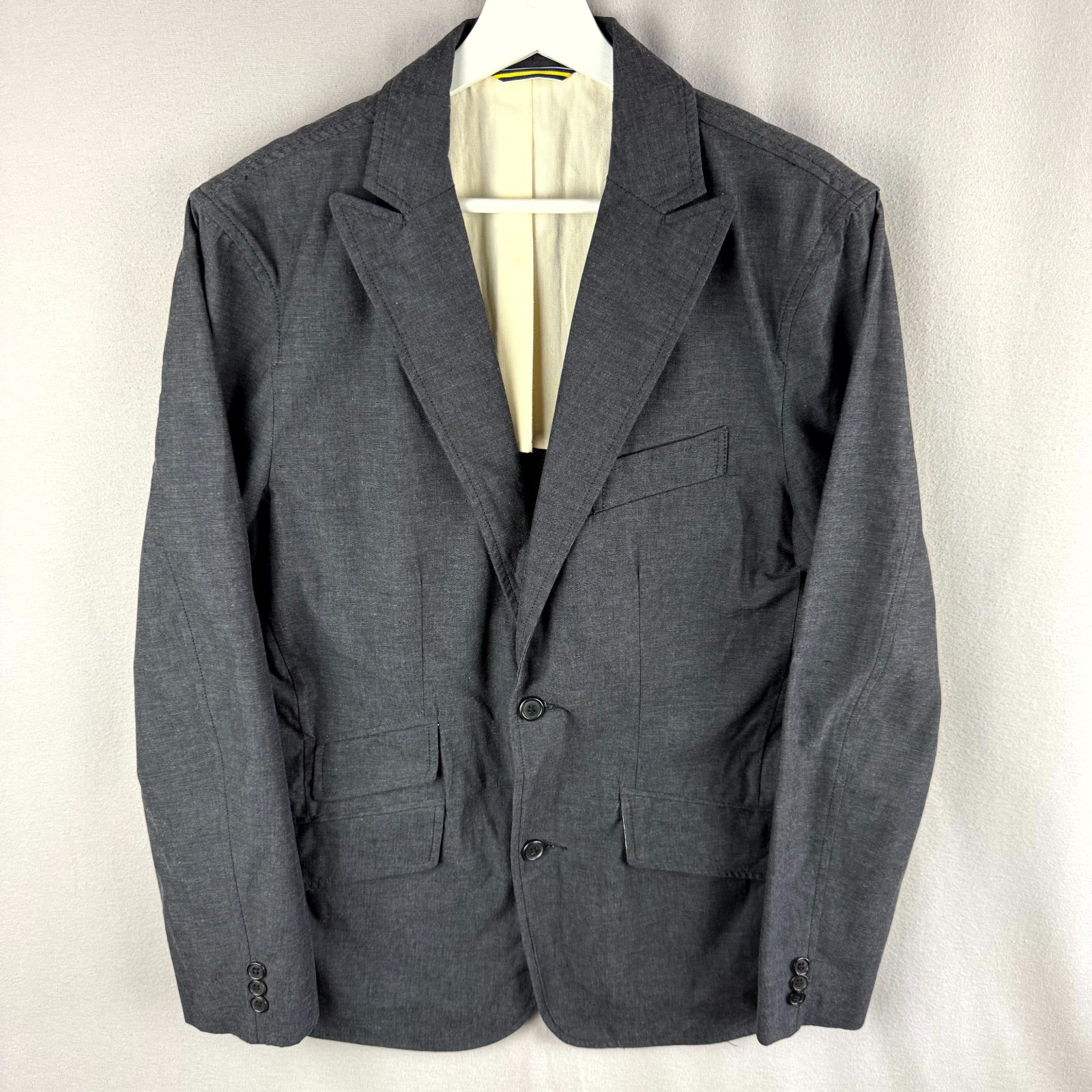 Blazer Mark Mcnairy Hombres 38 Oden Nueva York Gris Algodón Pico Solapa Ajuste A Medida EE. UU.