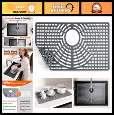 Silicone Kitchen Sink Protector Mat, 28"x15", Rear Drain, Durable  Easy Clean