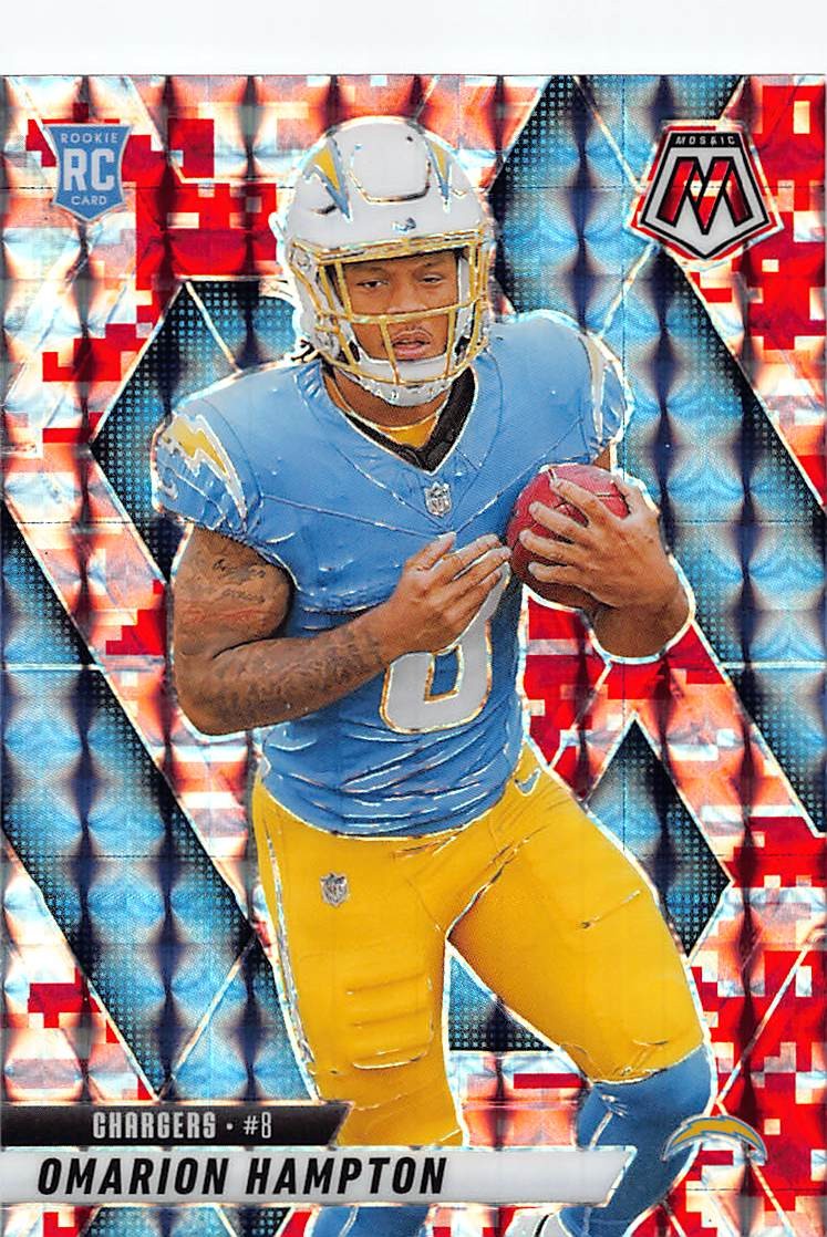 2025 Panini Mosaic #335 Omarion Hampton Mosaic Camo Red