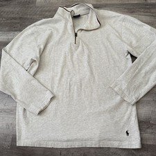POLO Ralph Lauren Sleepwear 1/4 Zip Shirt Men Large Oatmeal Heather 100 Cotton