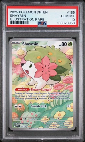 2025 POKEMON DRI EN-DESTINED RIVALS ILLUSTRATION RARE #185 SHAYMIN PSA 10