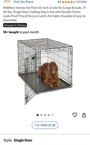 42 inch Double Door Folding Dog Pet Crate with Divider and Tray
