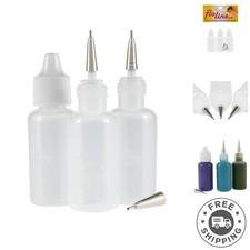 Precision Tip Applicator Bottles - 3-Pack with Stainless Steel Tips for Artists