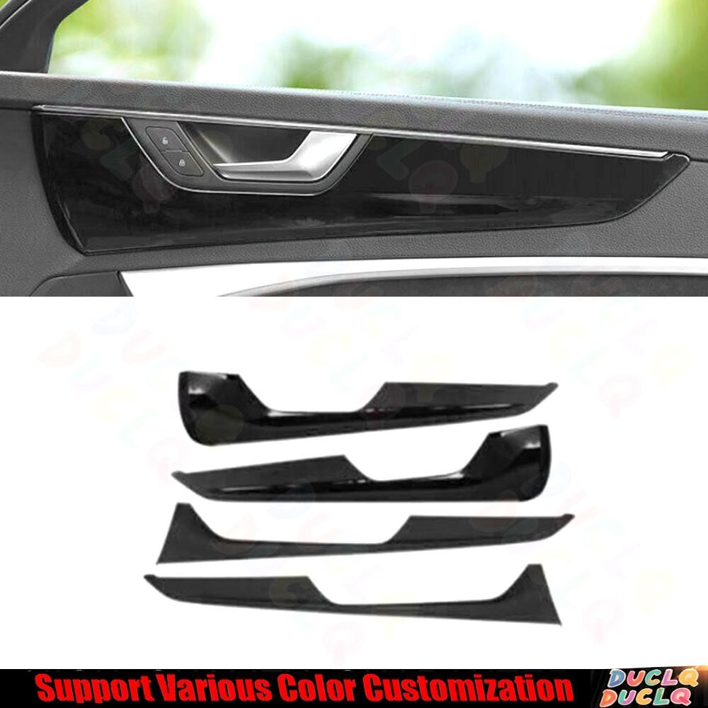 For Audi A6 A7 2019-2022 Bright Black Car Inner Door Panel Strip Cover Trim 4*